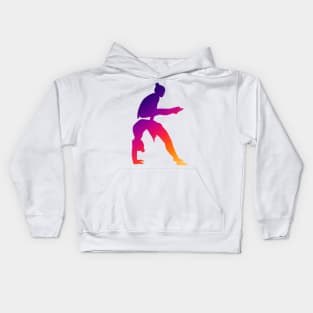 A women’s pair doing straddle on bridge Kids Hoodie